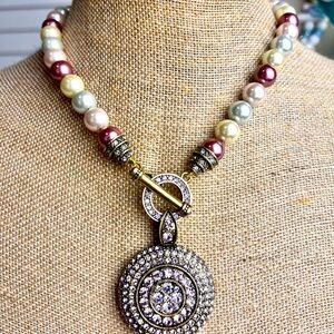 Heidi Daus “Timeless Treasure” necklace-Tricolor faux pearls